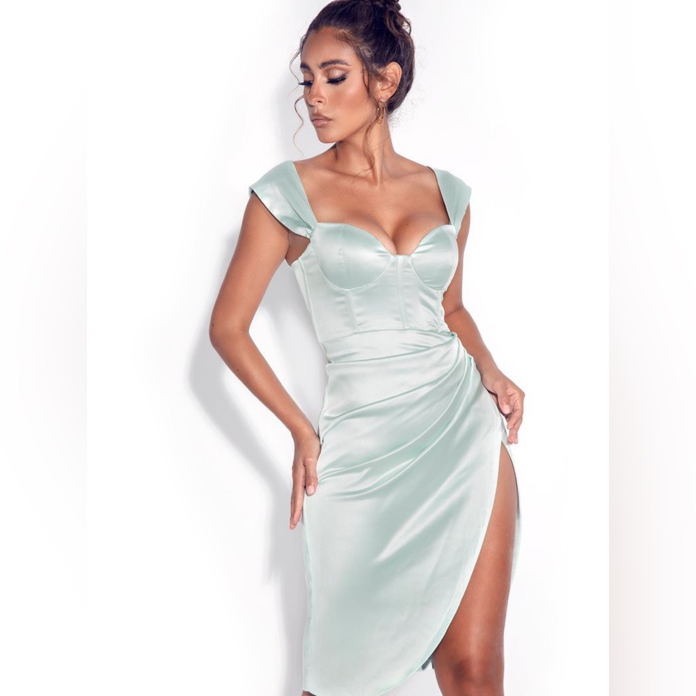 Elegant Mint Green Satin Dress